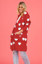 Load image into Gallery viewer, Heart Graphic Open Front Cardigan with Pockets
