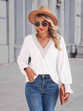 Load image into Gallery viewer, V-Neck Eyelet Flounce Sleeve Blouse
