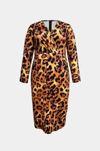 Load image into Gallery viewer, Surplice Neck Leopard Long Sleeve Dress
