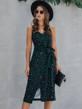 Load image into Gallery viewer, Printed Tie-Waist Spaghetti Strap Dress
