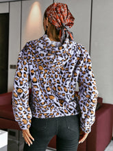 Load image into Gallery viewer, Leopard Print Drawstring Cropped Fleece Hoodie
