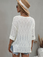 Load image into Gallery viewer, Notched Side Slit Drop Shoulder Sweater
