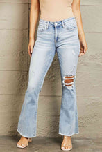 Load image into Gallery viewer, BAYEAS Mid Rise Distressed Flare Jeans
