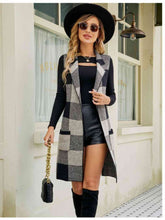 Load image into Gallery viewer, Plaid Lapel Collar Sleeveless Cardigan
