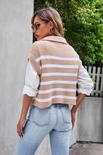 Load image into Gallery viewer, Striped Half-Zip Collared Vest
