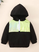 Load image into Gallery viewer, Baby Two-Tone Hoodie and Letter Graphic Joggers Set
