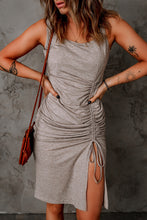 Load image into Gallery viewer, Drawstring Ruched Sleeveless Split Dress
