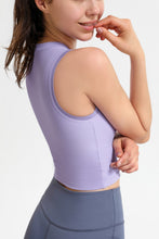 Load image into Gallery viewer, Ribbed Crisscross Round Neck Cropped Sports Tank
