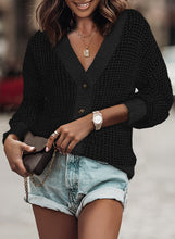 Load image into Gallery viewer, Waffle-Knit Drop Shoulder Button-Down Cardigan
