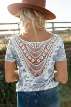 Load image into Gallery viewer, Printed Crochet Lace Tee
