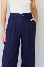 Load image into Gallery viewer, And The Why In The Mix Full Size Pleated Detail Linen Pants in Dark Navy
