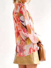 Load image into Gallery viewer, Printed Button Up Balloon Sleeve Shirt
