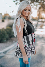 Load image into Gallery viewer, Leopard Floral Color Block V-Neck Tank Top
