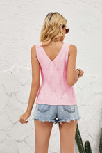 Load image into Gallery viewer, Eyelet V-Neck Sleeveless Knit Top
