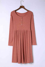 Load image into Gallery viewer, Plus Size Round Neck Long Sleeve Button-Up Midi Dress
