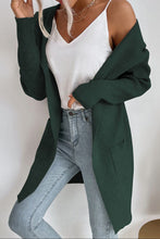 Load image into Gallery viewer, Ribbed Open Front Hooded Cardigan with Pockets
