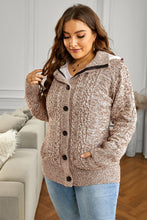 Load image into Gallery viewer, Cable-Knit Fleece Lining Button-Up Hooded Cardigan
