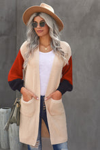 Load image into Gallery viewer, Color Block Rib-Knit Longline Cardigan with Front Pockets
