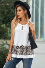 Load image into Gallery viewer, Leopard Color Block Frill Trim Tank Top
