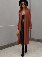 Load image into Gallery viewer, Waffle Knit Open Front Duster Cardigan With Pockets
