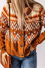 Load image into Gallery viewer, Geometric Button Down Round Neck Cardigan
