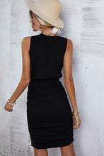 Load image into Gallery viewer, Contrast Drawstring Waist Sleeveless Mini Dress
