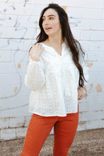 Load image into Gallery viewer, Tassel Tie Eyelet Babydoll Blouse
