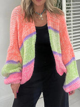 Load image into Gallery viewer, Striped Open Front Long Sleeve Cardigan
