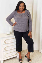 Load image into Gallery viewer, Double Take Square Neck Ruffle Shoulder Long Sleeve T-Shirt
