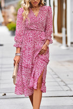 Load image into Gallery viewer, Leopard Surplice Tie Belt Slit Dress
