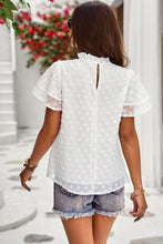 Load image into Gallery viewer, Swiss Dot Ruffle Collar Flutter Sleeve Blouse
