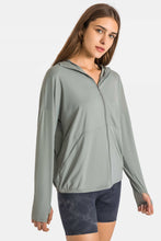 Load image into Gallery viewer, Zip Up Dropped Shoulder Hooded Sports Jacket
