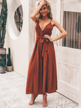 Load image into Gallery viewer, Spaghetti Strap Tie-Waist Split Jumpsuit
