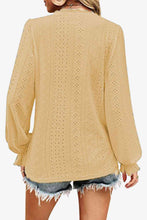 Load image into Gallery viewer, Eyelet V-Neck Flounce Sleeve Blouse
