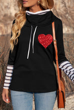 Load image into Gallery viewer, Striped Sequin Heart Graphic Long Sleeve Top

