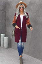 Load image into Gallery viewer, Color Block Rib-Knit Longline Cardigan with Front Pockets
