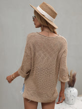 Load image into Gallery viewer, Notched Side Slit Drop Shoulder Sweater
