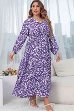 Load image into Gallery viewer, Plus Size Printed Mock Neck Buttoned Maxi Dress
