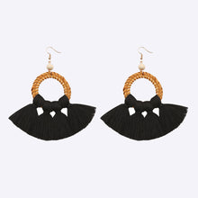 Load image into Gallery viewer, Tassel Cotton Cord Rattan Dangle Earrings
