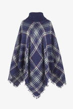 Load image into Gallery viewer, Plaid Turtleneck Fringe Hem Poncho
