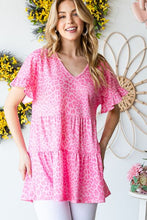 Load image into Gallery viewer, Heimish Full Size Leopard Ruffle Trim Short Sleeve Top

