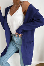 Load image into Gallery viewer, Ribbed Open Front Hooded Cardigan with Pockets

