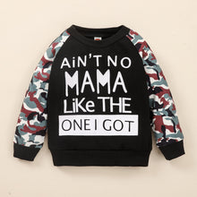 Load image into Gallery viewer, Kids Slogan Graphic Sweatshirt and Camoflague Patch Distressed Jeans Set
