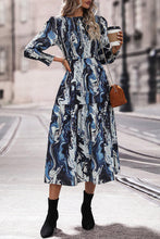 Load image into Gallery viewer, Printed Smocked Ruffle Hem Dress
