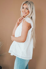 Load image into Gallery viewer, Eyelet Tassel Tie Flutter Sleeve Top
