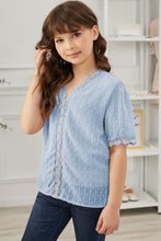 Load image into Gallery viewer, Girls Swiss Dot Spliced Lace Blouse
