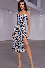 Load image into Gallery viewer, Floral Print Tie-Shoulder Split Midi Dress
