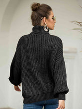 Load image into Gallery viewer, Turtleneck Cable-Knit Dropped Shoulder Sweater
