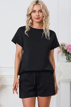 Load image into Gallery viewer, Textured Round Neck T-Shirt and Shorts Set
