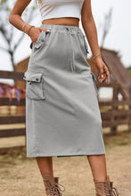 Load image into Gallery viewer, Drawstring Waist Slit Denim Skirt
